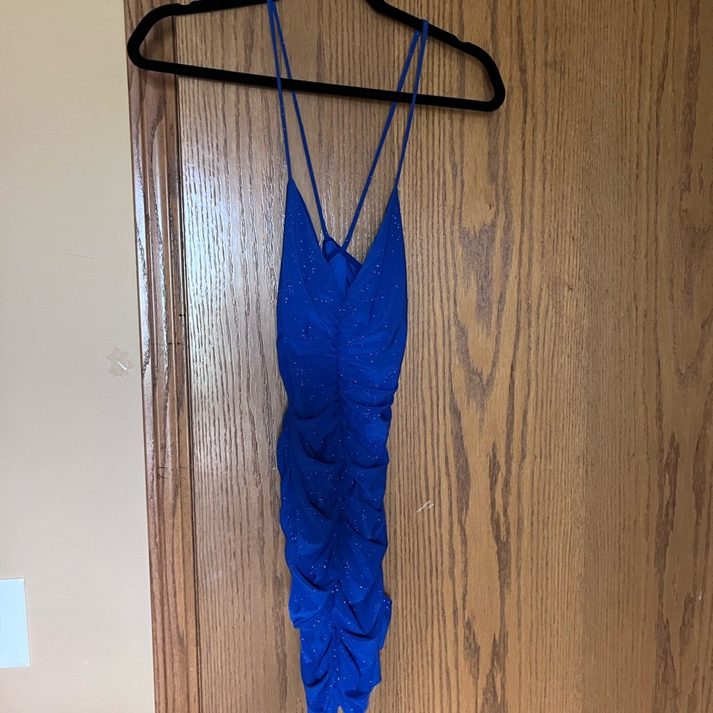 Sabora Royal Blue Spaghetti Criss Cross Strap Dress